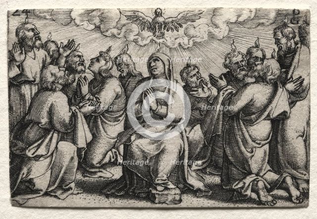 The Life of Jesus Christ: The Descent of the Holy Ghost, c. 1534-35. Creator: Georg Pencz (German, c. 1500-1550).