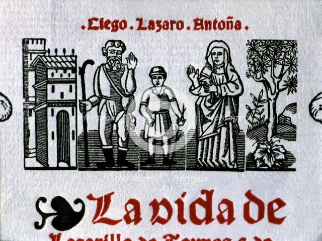 The Life of Lazarillo de Tormes, engraving on the cover, 16th century edition.