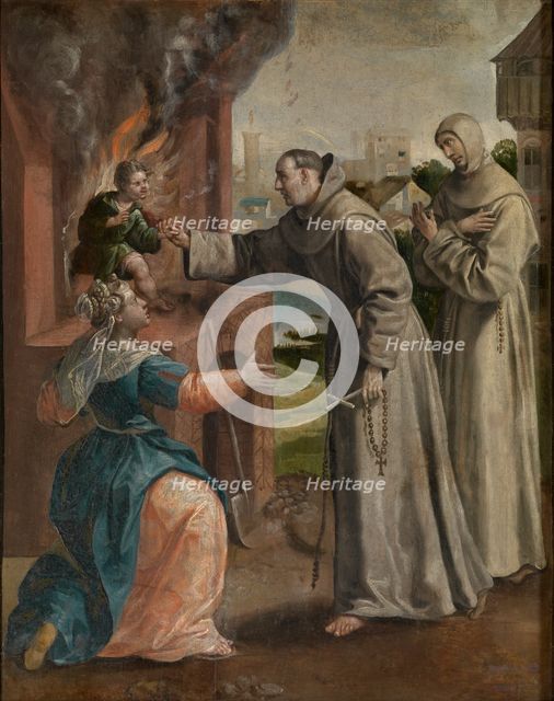 The Life of Saint Didacus of Alcalá: Saint Didacus Saves a Boy From the Oven, Between 1591 and 1600. Creator: Martin de Vos.