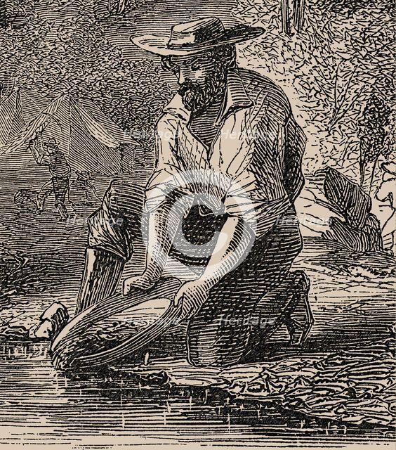 The life of the gold diggers. (Harper's Weekly), 1860. Creator: Anonymous.