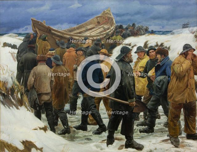The Lifeboat is Taken through the Dunes, 1883. Artist: Ancher, Michael (1849-1927)