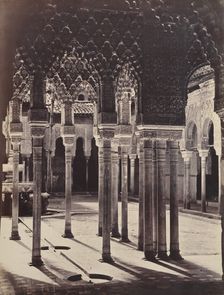 [The Lion Court at the Alhambra, Viewed from Beneath the Portico Temple], 1862. Creator: Charles Clifford