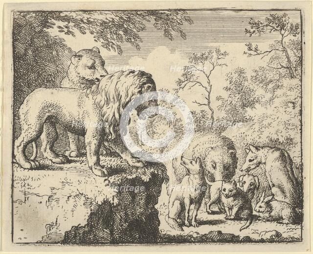 The Lion and the Lioness Pardon Renard and Order the Other Animals to Forget His Crimes..., 1650-75. Creator: Allart van Everdingen.