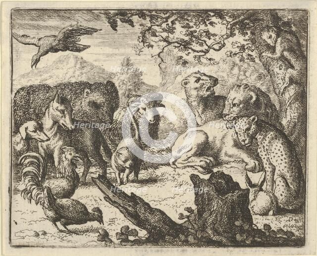 The Lion Announces a Durable Peace to the Animals who Surround Him, 1650-75. Creator: Allart van Everdingen.