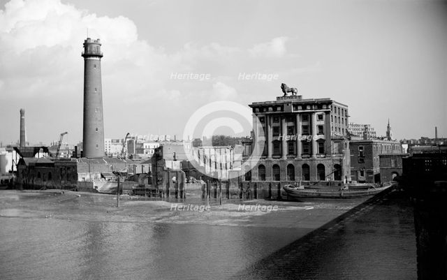 The Lion Brewery and the shot works adjoining Waterloo Bridge, London, c1945-c1965. Artist: SW Rawlings