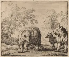 The Lion Frees the Bear and the Wolf, probably c. 1645/1656. Creator: Allart van Everdingen
