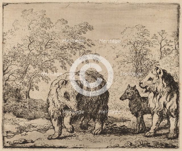 The Lion Frees the Bear and the Wolf, probably c. 1645/1656. Creator: Allart van Everdingen.