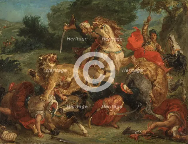 The Lion Hunt, 1855. Creator: Eugene Delacroix.