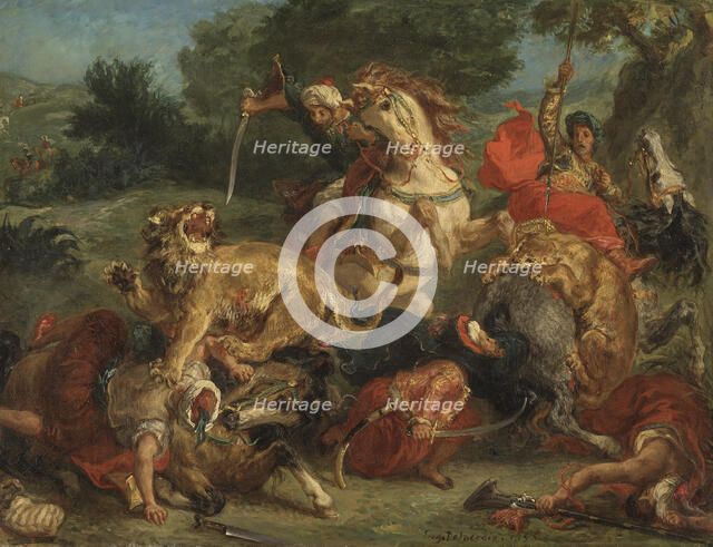 The Lion Hunt, 1855. Creator: Eugene Delacroix.