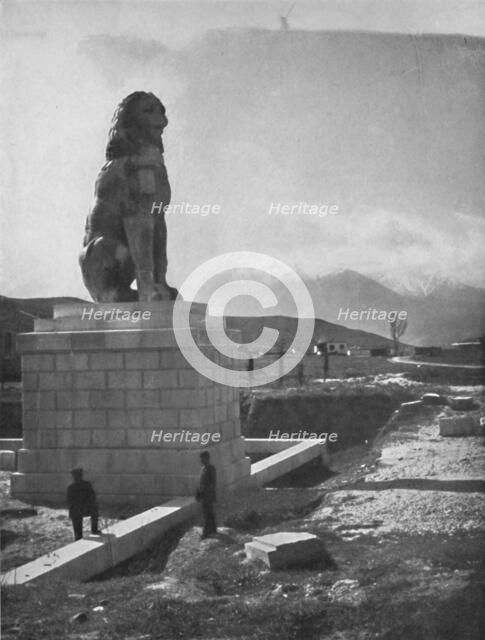 'The Lion of Chaeronea, the Acropolis and Mount Parnassus', 1913. Artist: Unknown.