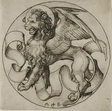 The Lion of Saint Mark, c. 1490. Creator: Martin Schongauer