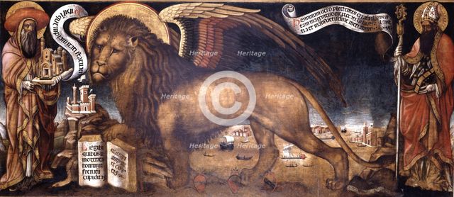 The Lion of Saint Mark in its andante position (Leone andante), 1459. Creator: Veneziano (Bragadin), Donato (c. 1400-1473).