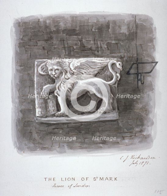 The Lion of St Mark, Tower of London, 1871. Artist: Charles James Richardson