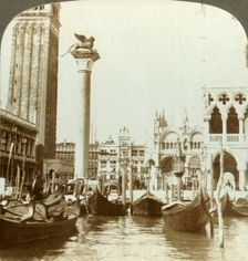 The Lion of Venice beside San Marco, (north), Italy c1909. Creator: Unknown