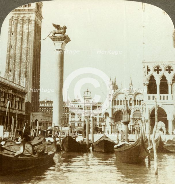 'The Lion of Venice beside San Marco, (north), Italy', c1909. Creator: Unknown.