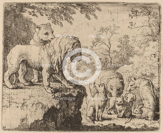 The Lion Pardons Reynard before the Other Animals, probably c. 1645/1656. Creator: Allart van Everdingen.