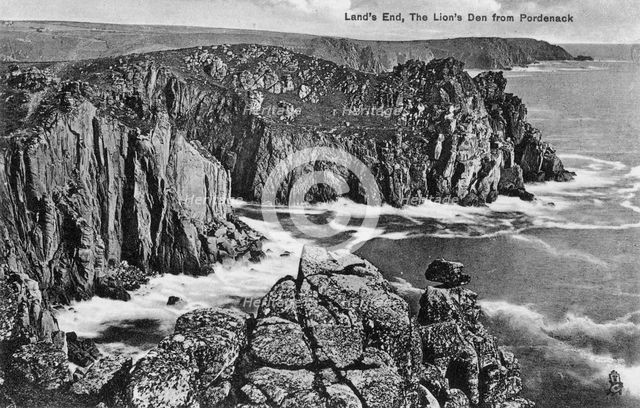 The Lion's Den from Pordenack, Land's End, Cornwall, early 20th century(?). Artist: Unknown