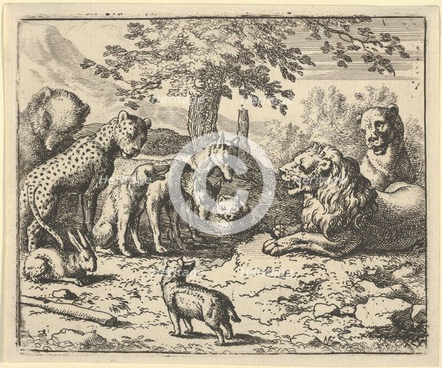The Lion Takes the Advice of the Other Animals for Renard's Punishment, 1650-75. Creator: Allart van Everdingen.