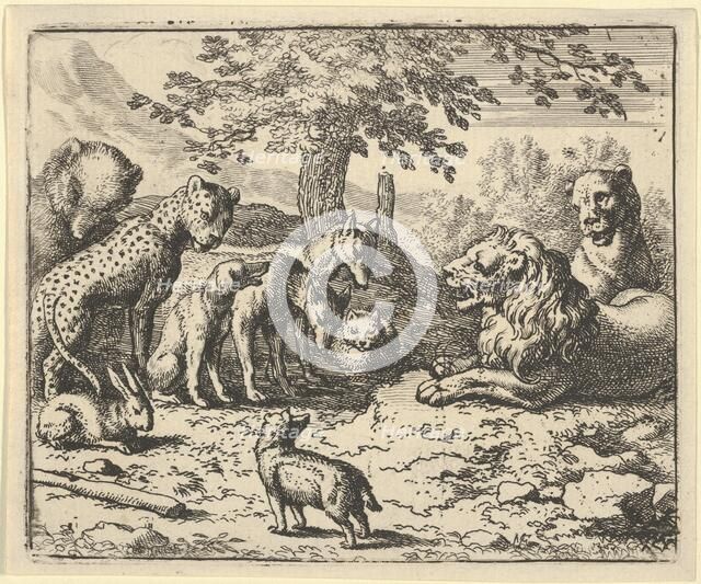 The Lion Takes the Advice of the Other Animals for Renard's Punishment, 1650-75. Creator: Allart van Everdingen.