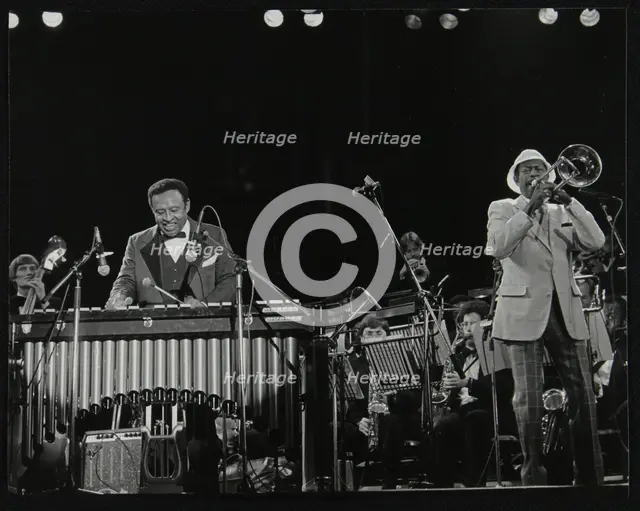 The Lionel Hampton Orchestra on stage at Knebworth, Hertfordshire, July 1982. Creator: Denis Williams.