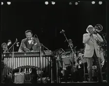 The Lionel Hampton Orchestra on stage at Knebworth, Hertfordshire, July 1982. Creator: Denis Williams
