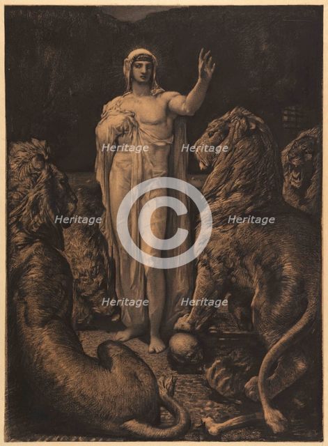 The Lions. Illustration for The Legend of the Ages (La Légende des siècles) by Victor Hugo, c1860-65 Creator: Chifflart, François (1825-1901).