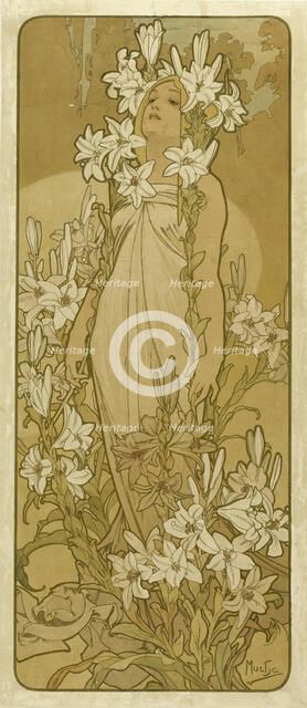 The lily (From the Series Flowers), 1898. Creator: Mucha, Alfons Marie (1860-1939).