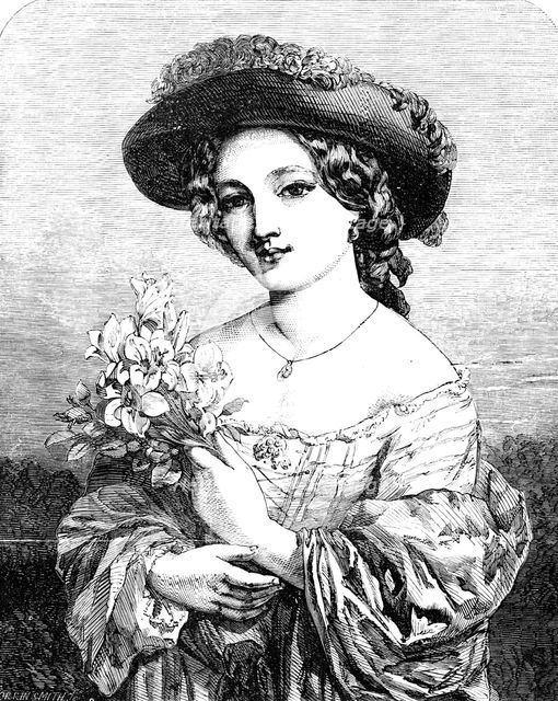 "The Lily" - painted by C. Baxter - from the Exhibition of the Society of British Artists, 1856.  Creator: Harvey Orrin Smith.