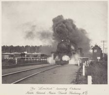 The "Limited" leaving Oakune (sic), North Island main trunk railway, N.Z., 1920s. Creator: Harry Moult