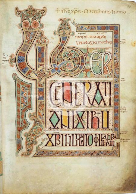 The Lindisfarne Gospels, 715-721.  Creator: Eadfrith, (Bishop of Lindisfarne) (?-721).