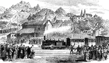 The Lisbon steam-carriage tramway, 1873. Creator: Unknown