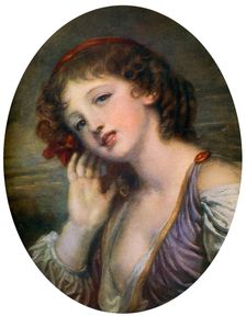 The Listening Girl 18th century, (1912).Artist: Jean-Baptiste Greuze