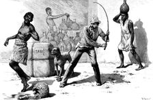 The Liquor Traffic in Delagoa Bay: flogging a kaffir, 1890. Creator: R. Taylor