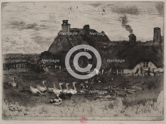 The Little Thatched Cottages, 1878. Creator: Félix Hilaire Buhot (French, 1847-1898).