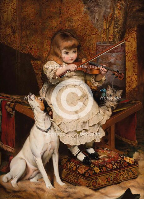 The little violinist , 1887. Creator: Barber, Charles Burton (1845-1894).