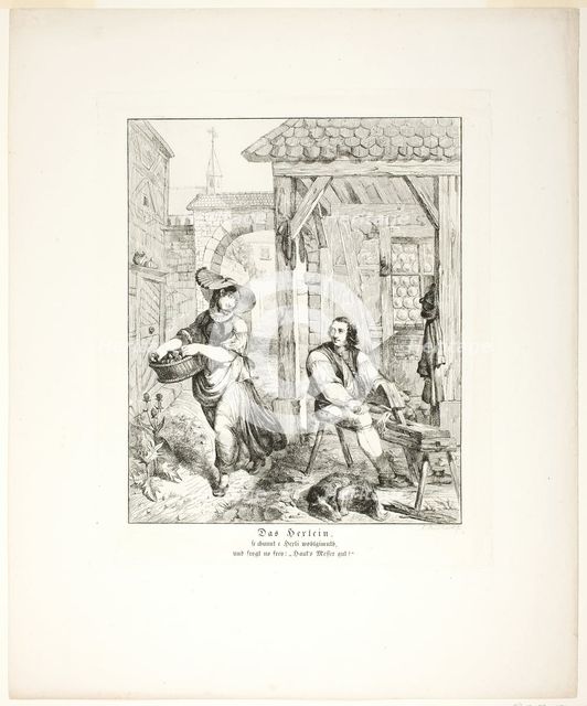 The Little Witch, plate four from Zehn Blätter zu Hebels Alemannischen Gedichten, 1820. Creator: Sophie Reinhard.