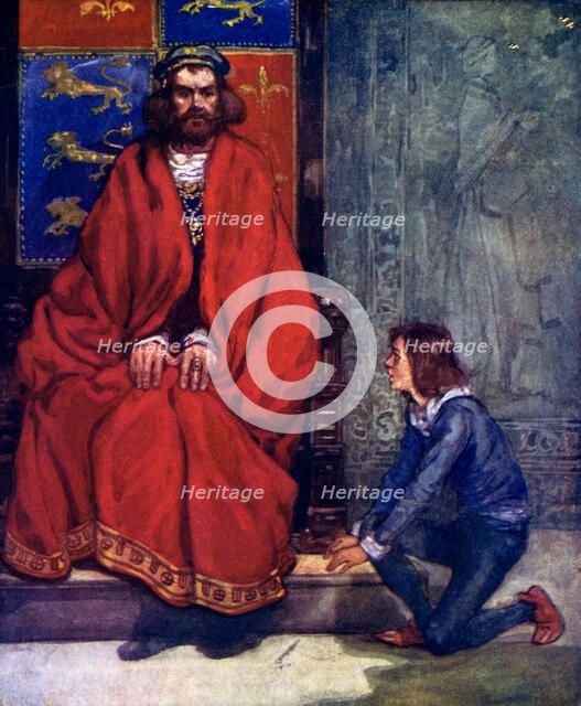 'The little boy knelt before the King and stammered out the story', 1120, (1905). Artist: A S Forrest