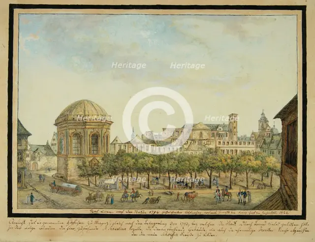 The little court in Mainz with the Sebastian chapel and the ruin of the Jesuit Church, 1824.