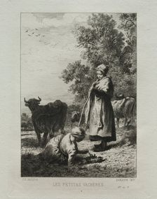The Little Cowherds. Creator: Charles-Émile Jacque (French, 1813-1894)