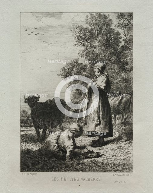 The Little Cowherds. Creator: Charles-Émile Jacque (French, 1813-1894).