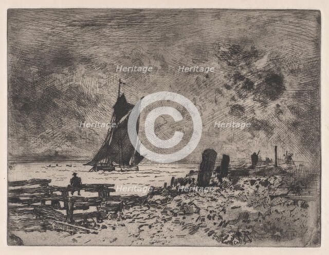 The Little Marine - Souvenir of Medway, 1879. Creator: Felix Hilaire Buhot.