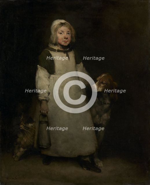 The Little Milkmaid, c. 1865. Creator: Théodule Ribot (French, 1823-1891).