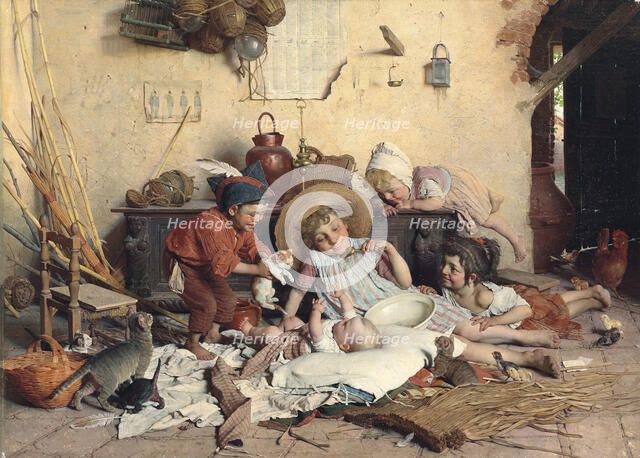 The little mom, Second Half of the 19th cen.. Creator: Chierici, Gaetano (1838-1920).