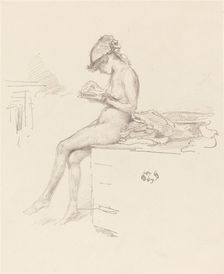 The Little Nude Model, Reading, 1889/1890. Creator: James Abbott McNeill Whistler