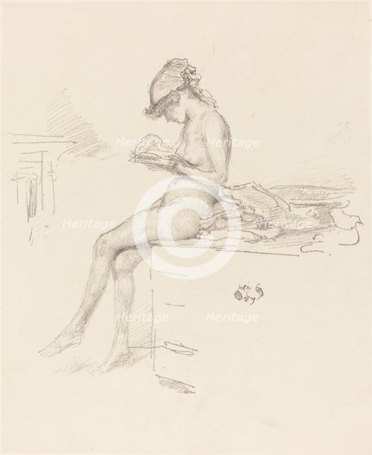 The Little Nude Model, Reading, 1889/1890. Creator: James Abbott McNeill Whistler.