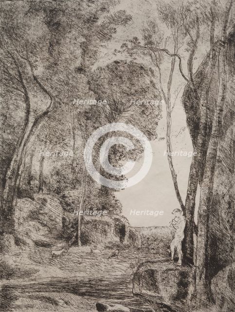 The Little Shepherd, original impression 1855, printed in 1921. Creator: Jean Baptiste Camille Corot (French, 1796-1875).