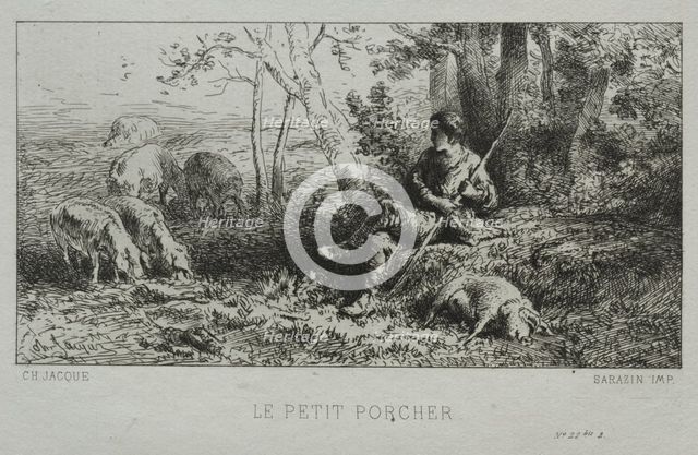 The Little Swineherd. Creator: Charles-Émile Jacque (French, 1813-1894).