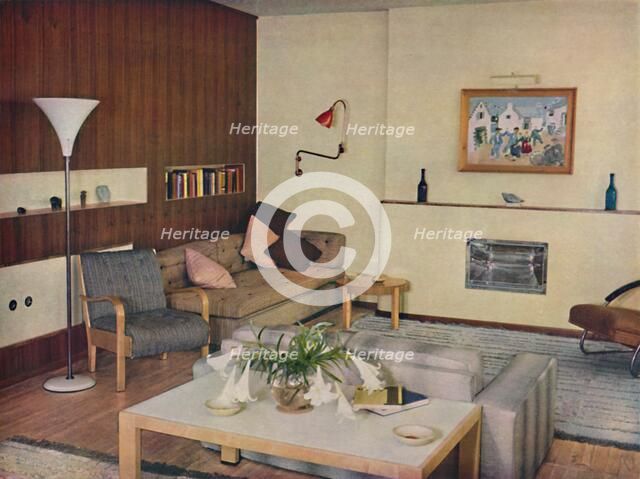 'The living-room in a London flat, redesigned by Serge Chermayeff, F.R.I.B.A.', 1936. Artist: Unknown.