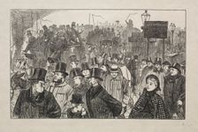 The Living Stream at London Bridge - On the Bridge, 1863. Creator: George Louis Palmella Busson Du Maurier (British, 1834-1896)