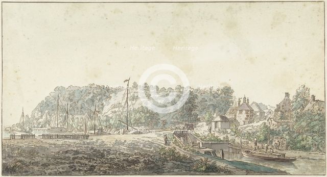 The lock at the Grebbe between Rhenen and Wageningen, 1749. Creator: Jacob van Liender.